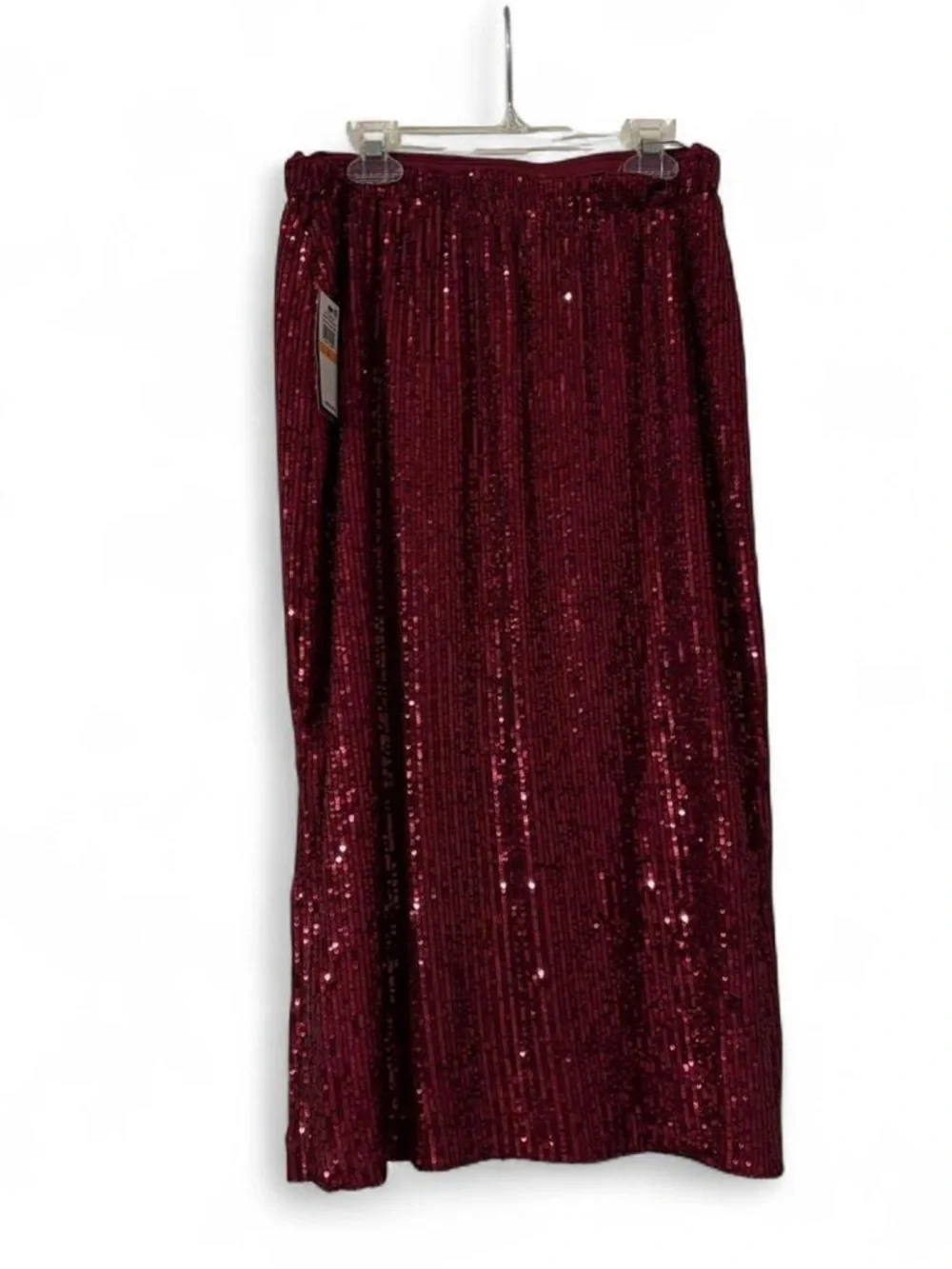 NWT Vince Camuto Sparkle & Shine Red Wine Midi Skirt - Picture 2 of 5